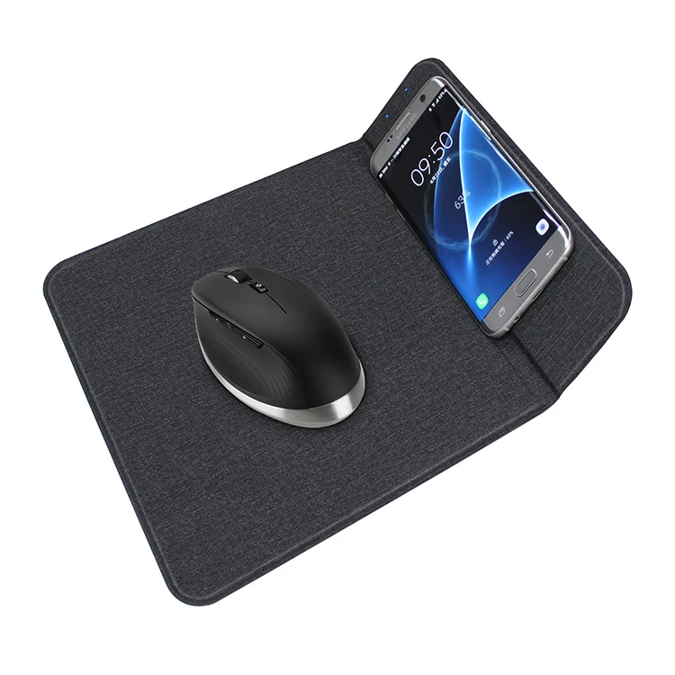

Foldable Stand PU Fabric 10W Fast Charging qi mouse wireless pad