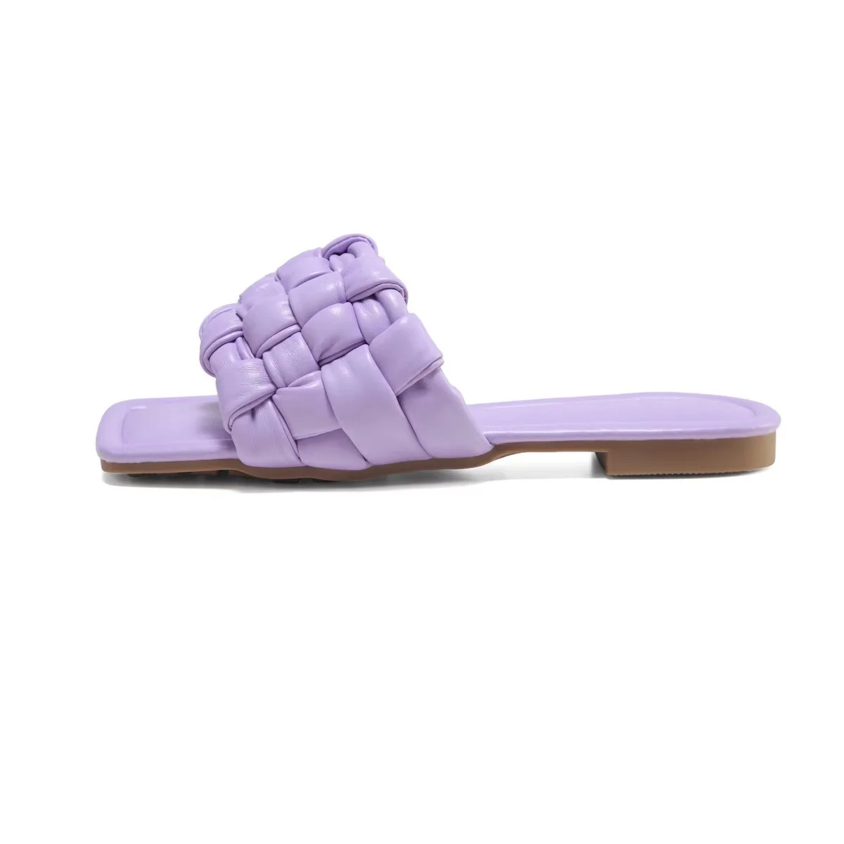 

Summer Sandal Donna Fashion Slide Designer Handmade Braid Slip on Flat Women's Sandals, Light blue. white. violet