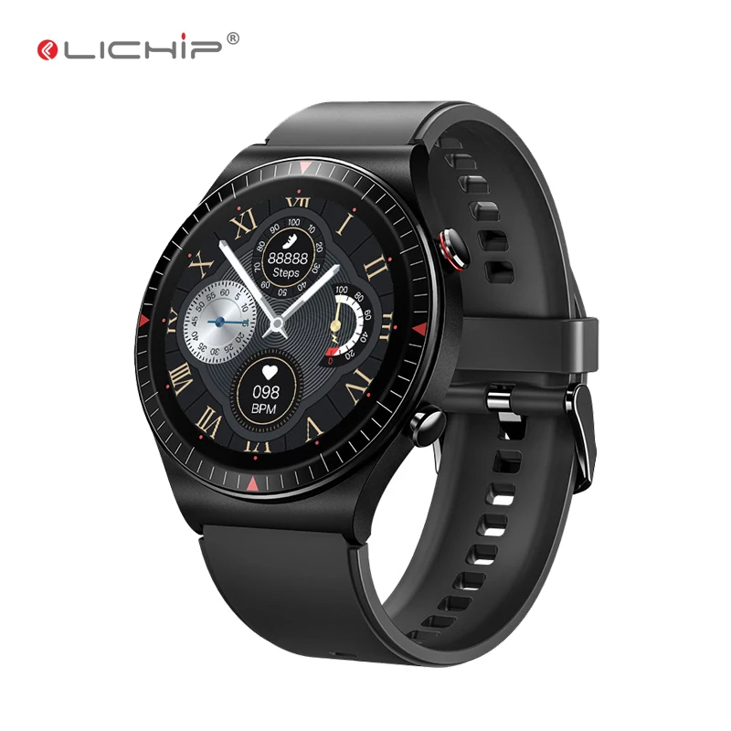 

LICHIP wholesales support IOS and android round screen KW18 smart watch L180S T7 smartwatch, Black, gold, silver