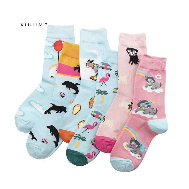 

New hotsale fashion comics cat cotton cartoon cute animal novelty funny women socks