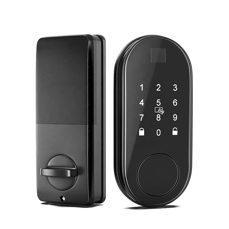 

BLE APP Keyless Touch-Screen Keypad Deadbolt Wooden Digital Smart Door Lock without Handle