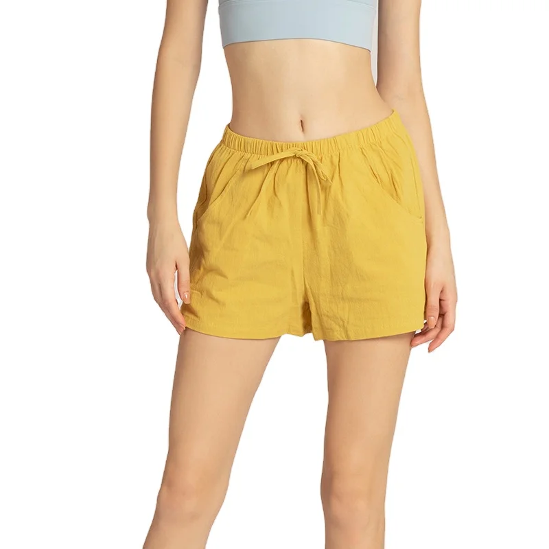

wholesale fitness shorts 3D pocket design loose rope quick-drying sports pants three-point yoga shorts, As picture