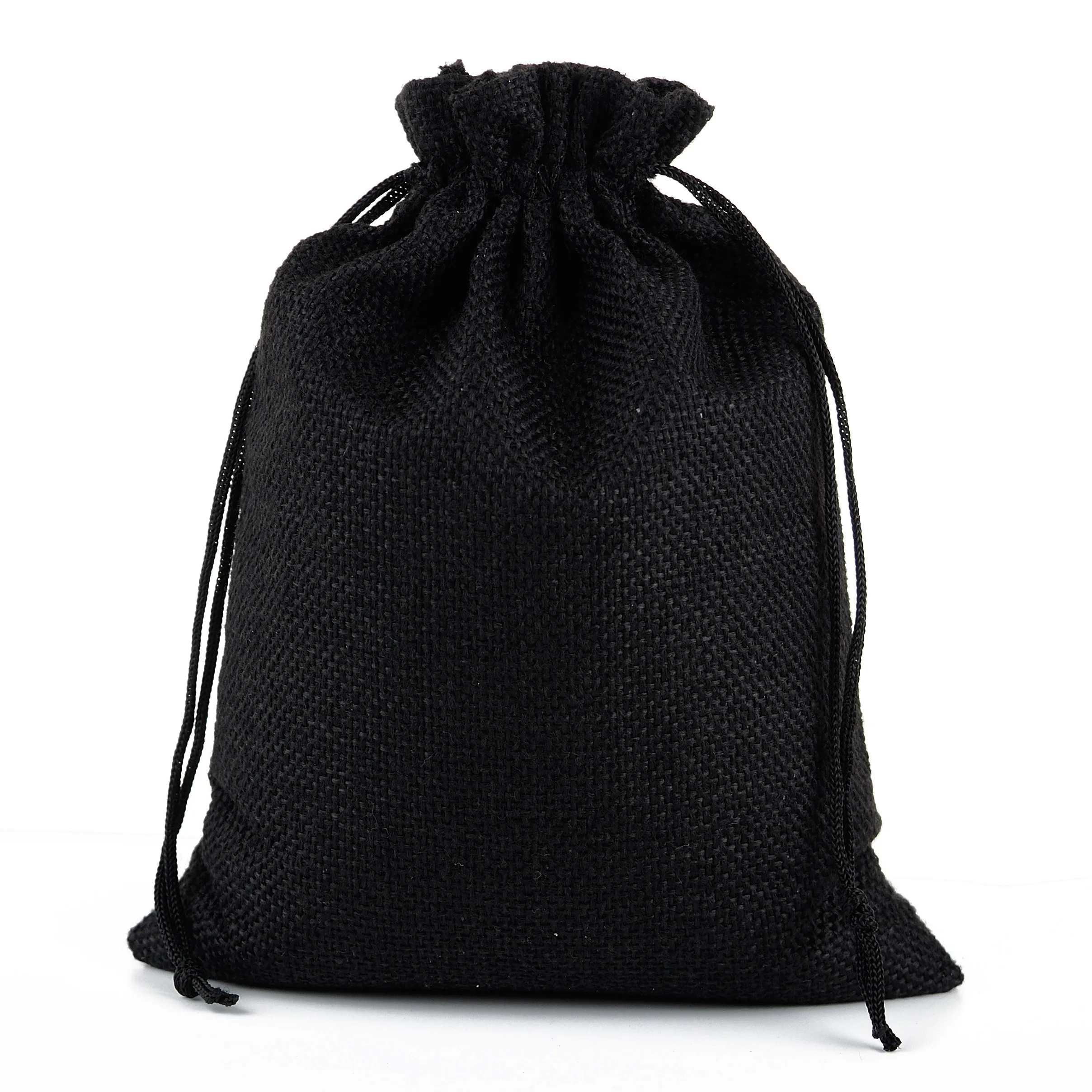 

Amazon Custom Logo Black Small 10*14Cm Gift Wrapping Drawstring Linen Bag, Customizable