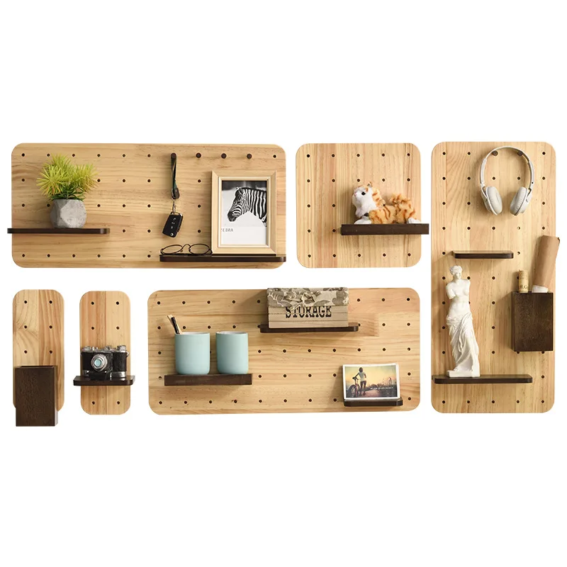 Pegboard Home Decor Wood Pegboard Peg Board Shelf Wall Display Stand Rack Organizer Storage