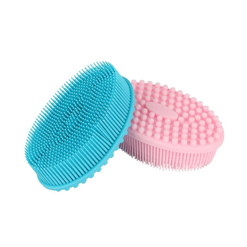 

Double Sided Pink Blue Shower Skin Massager Soft Silicone Bath Brush