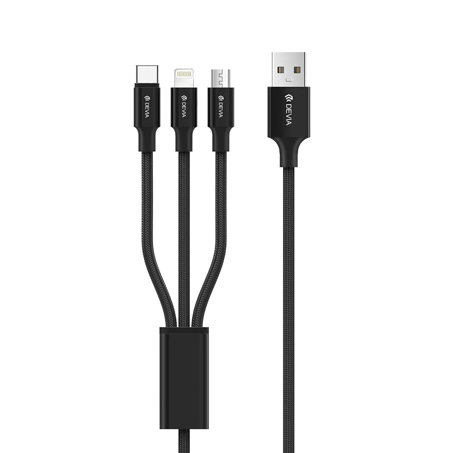 

DEVIA high quality cables para celular all in one charging usb 3 in 1 aux data cable