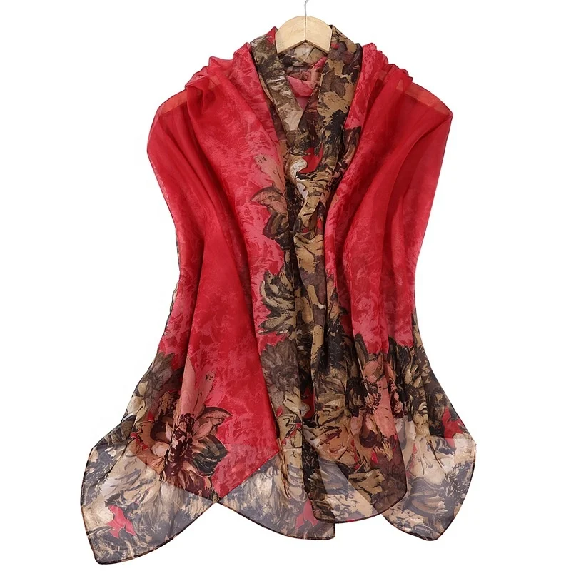 

MIO New fashion printing silk scarf summer sunshade beach dual-use scarf, 4 colors in stock