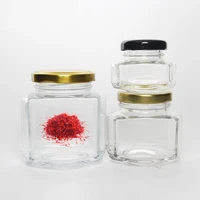 

High Quality 45ml 110ml 180ml Small Oval Hexagon Clear Saffron Glass Packing Jar With Lid