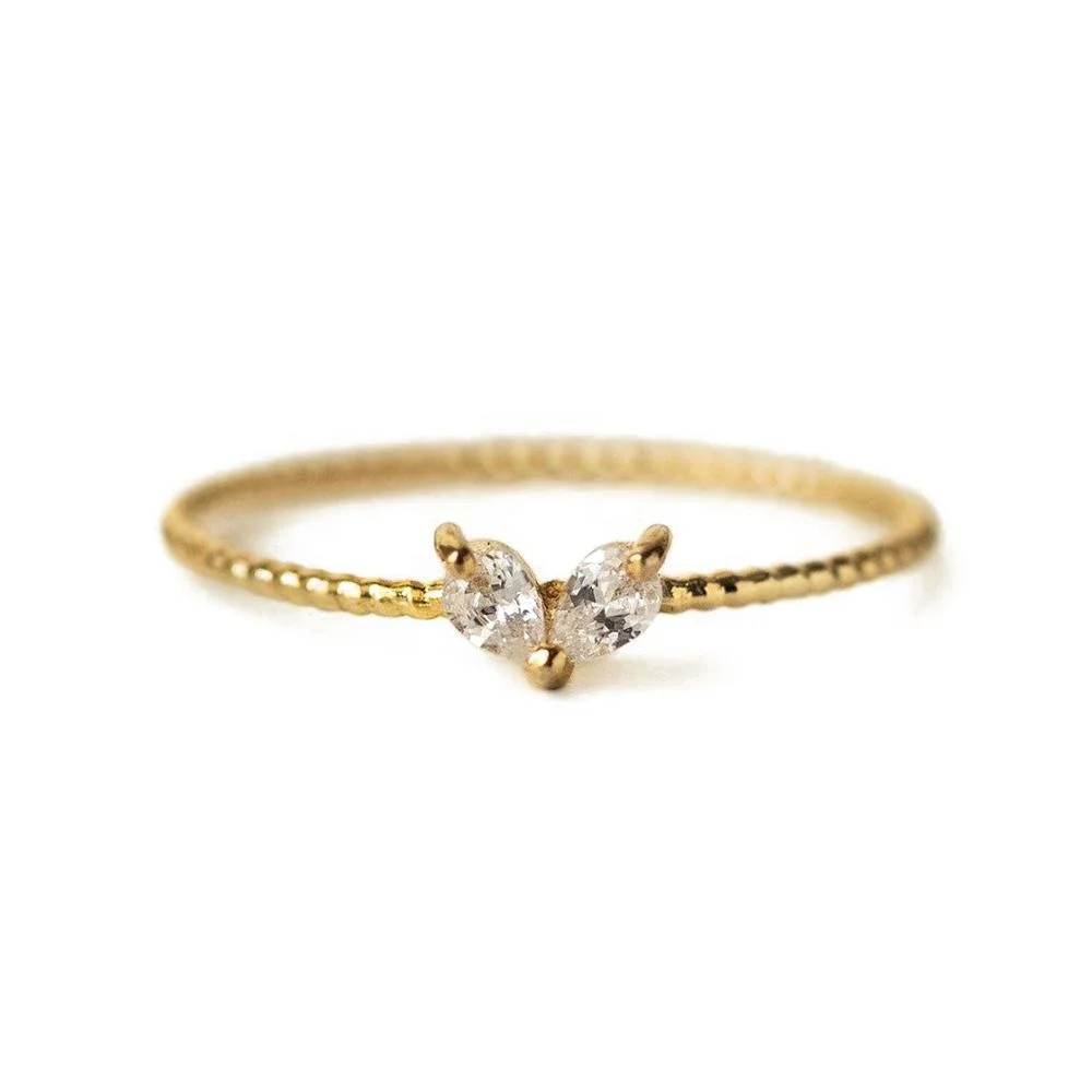 

Luxury Jewelry 925 Silver Unique Design Sweet delicate Stacked CZ Heart Wedding Ring Gold Plated