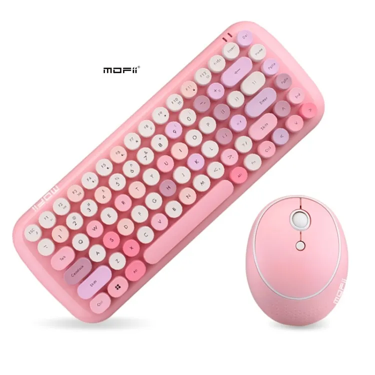 

Hot Selling New Arrival Mofii CADNY Pink Girl Heart Mini Mixed Color Wireless Keyboard Mouse Set