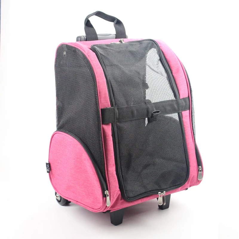 Pet Travel Rolling Backpack Rolling Carrier For Dogs Pet Carrier With