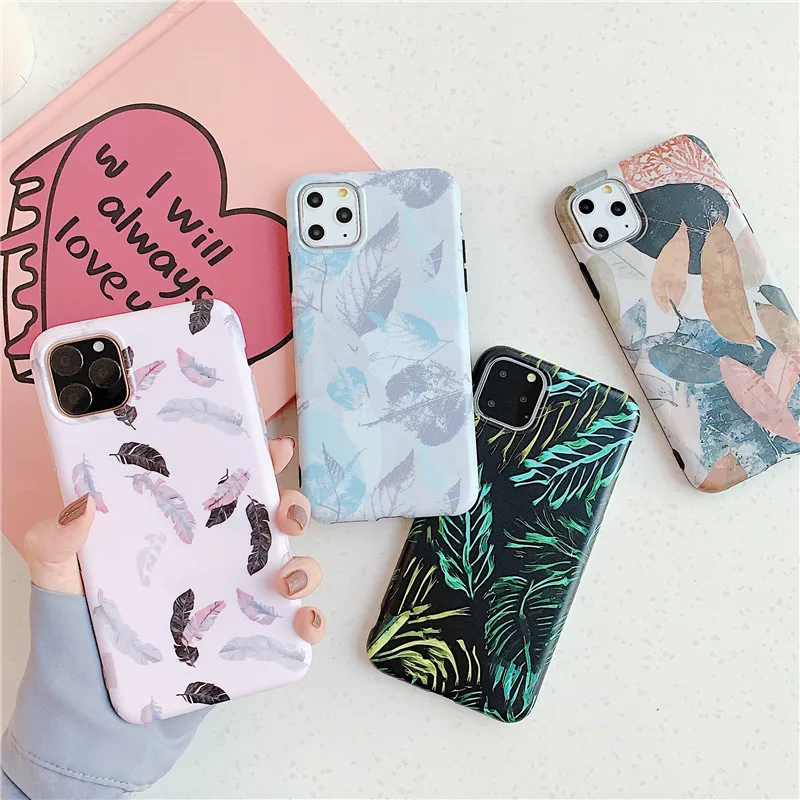 

Stylish TPU IMD Leaf Feather Mobile Phone Cases For iPhone 12 11 Pro 11 Pro Max