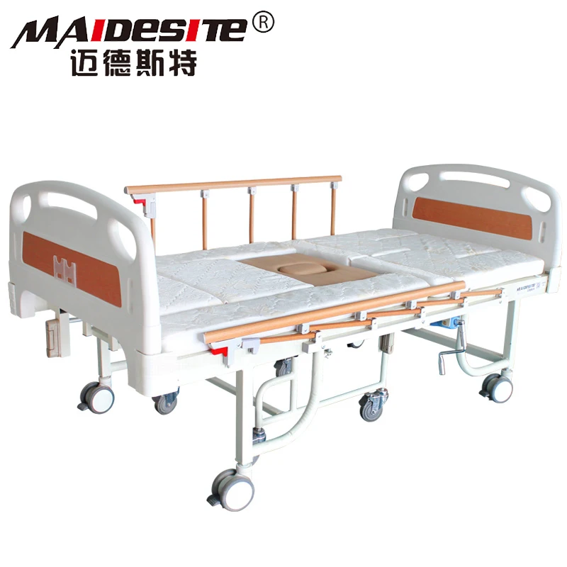 
5 function manual adjustable elderly home nursing medical hospital wheelchair cum bed with toilet 