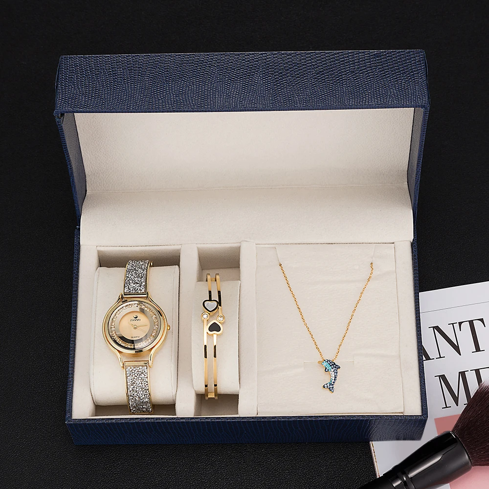 

Luxury jewelry case bracelet womens watch quartz watch, Rose gold/gold/silver
