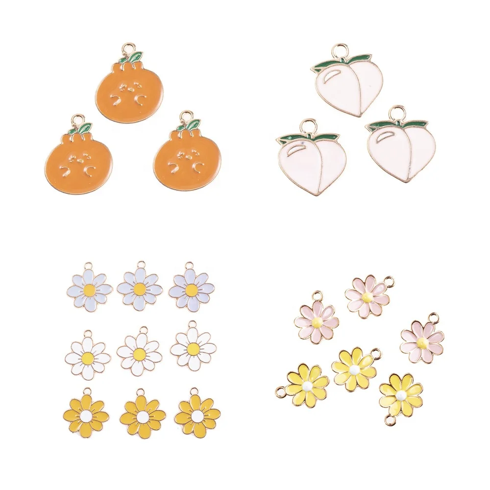 

DIY Alloy Enamel Flower Charms for Jewelry Making Fruits Alloy Charms Pendants Handmade Jewelry Making Crafts Accessories