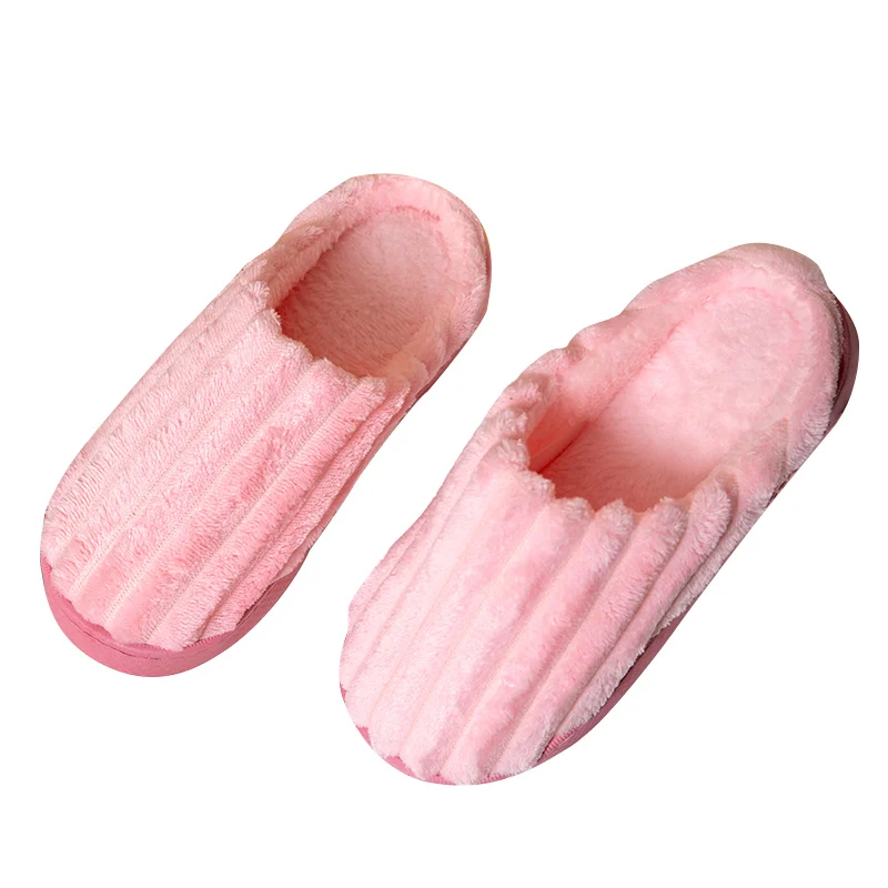 

Indoor Soft Soled Plush Slippers Slip On Thermal Winter House Fluff Slippers Women Elderly Men Anti-Slip Fur Slides, Solid color