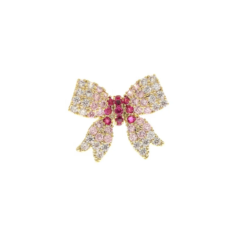 

XILIANGFEIZI High Quality Cute Lapel Zircon Corsage Women Graduated Suit Small Pins Bow Broches Pins Brooches, Pink,yellow,white