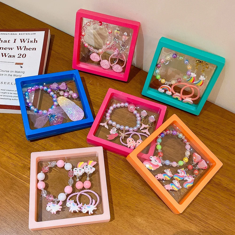 

5 packs kids jewelry accessories set unicorn bracelet with storage box
