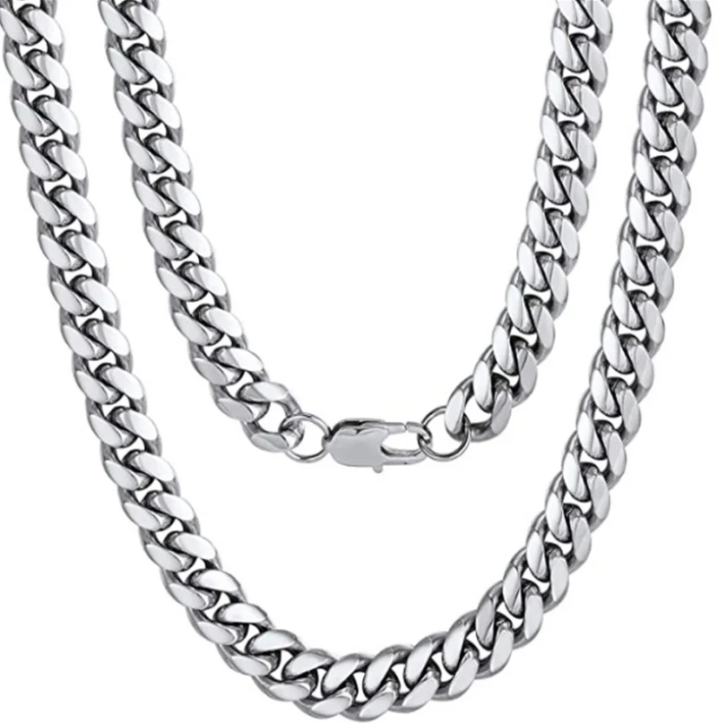 

Fashion Man Miami Cuban Link Chain Gold Plated Stainless Steel Custom 12 mm Chunky Cuban Necklace, Silver,gold