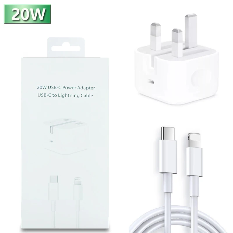 

2021 New 20W Mobile Charger UK Plug fast Charging cable USB-C Power adapter