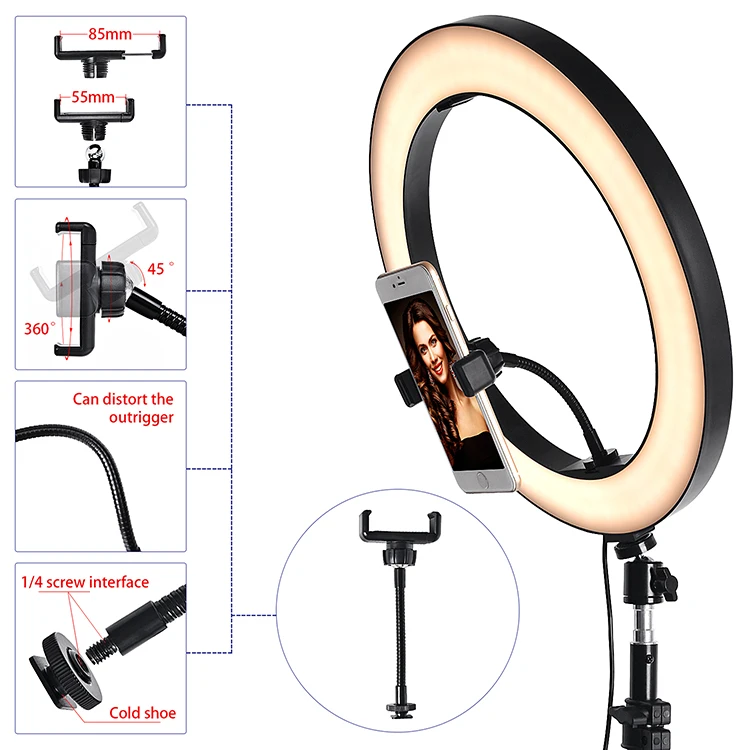 
36cm / 14 inch Ring Light Kit ring light with adjustable tripod stand Live makeup ring light for tik tok Youtube live streaming 