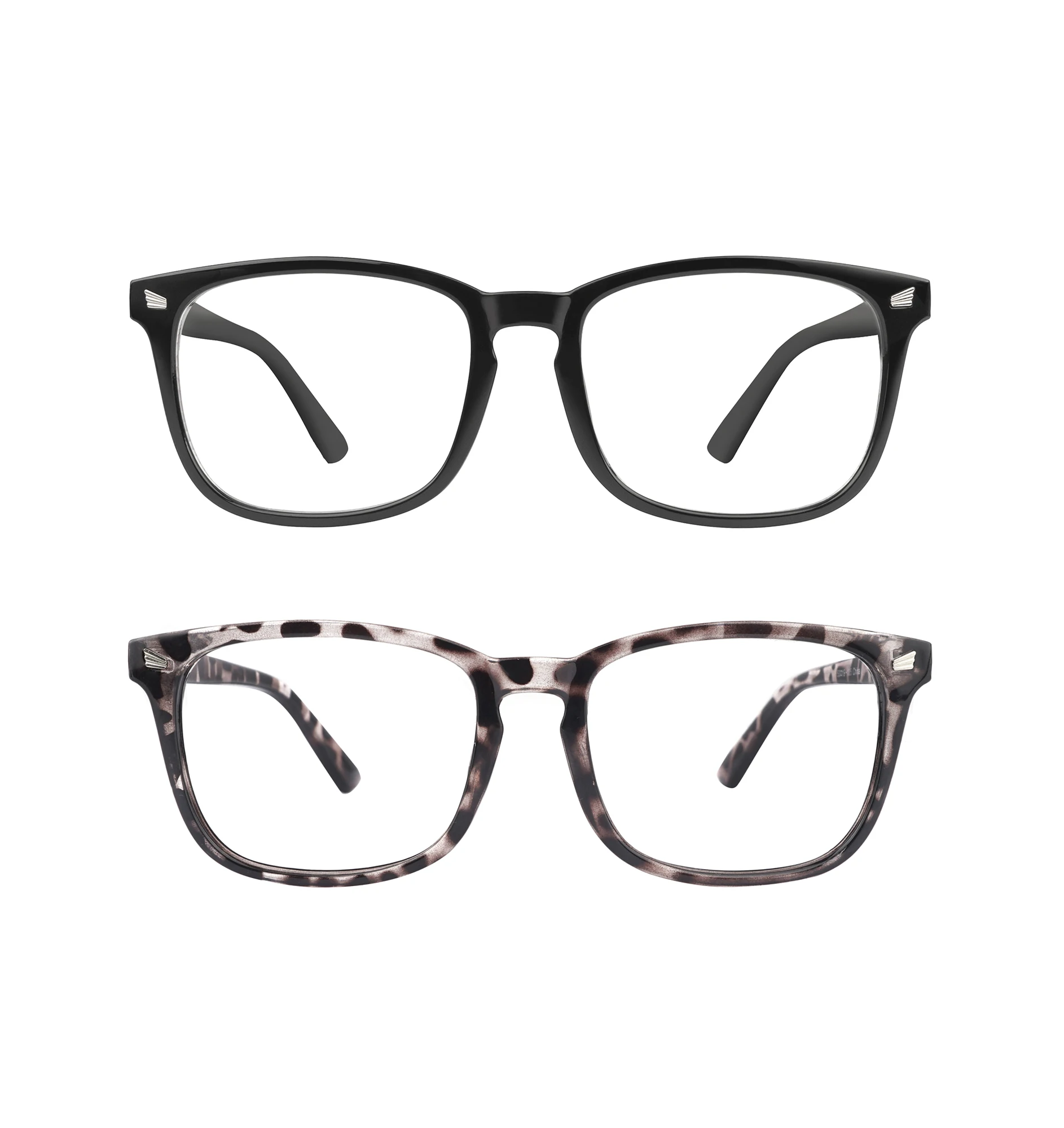 

zingfocal 2021 2-Pack Fashion Square Shape Blue Light Block Eye Glasses Women and Men Light Weight Frame Computer Eye Glasses, Picture