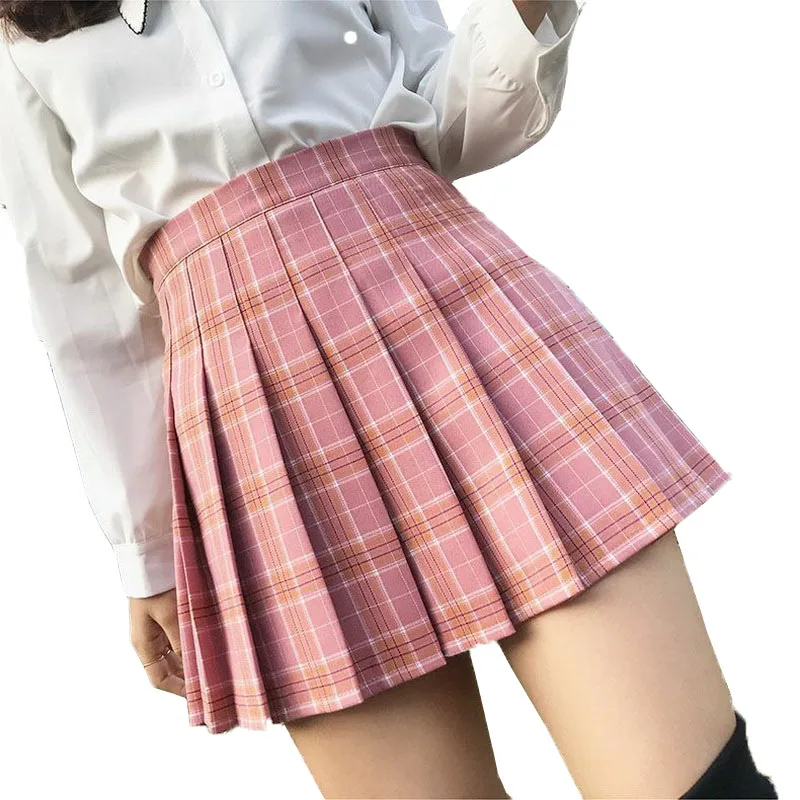 

XS-3XL Plaid Summer Women Skirt 2020 High Waist Stitching Student Pleated Skirts Women Cute Sweet Girls Dance Mini Skirt