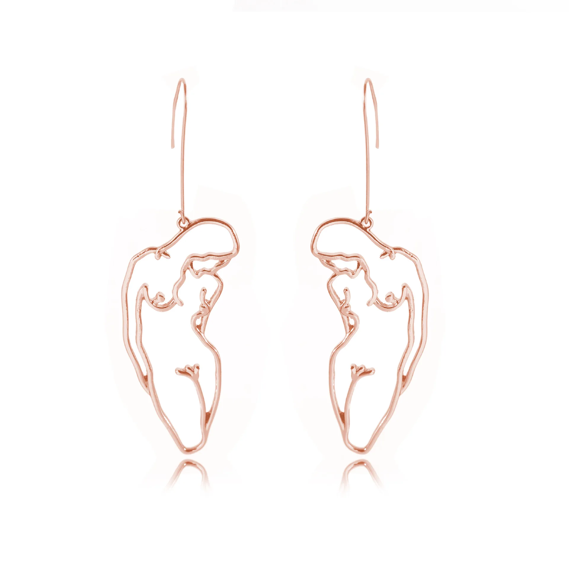 

Wholesale Sexy Rose Gold Plated Human Shaped Drop Earrings Hollow People Shape Pendant Earring, As pictures