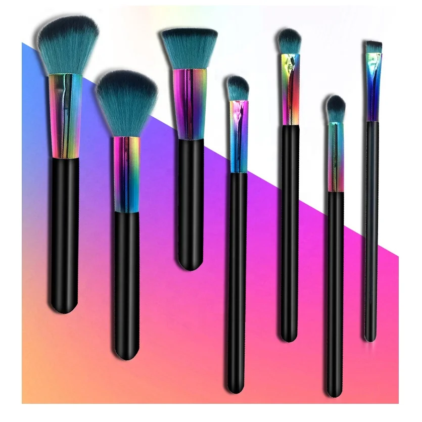Rainbow Oval Makeup Brushes Set Kabuki Kit 7pcs 10 pcs Profession Custom Makeup Brush Set