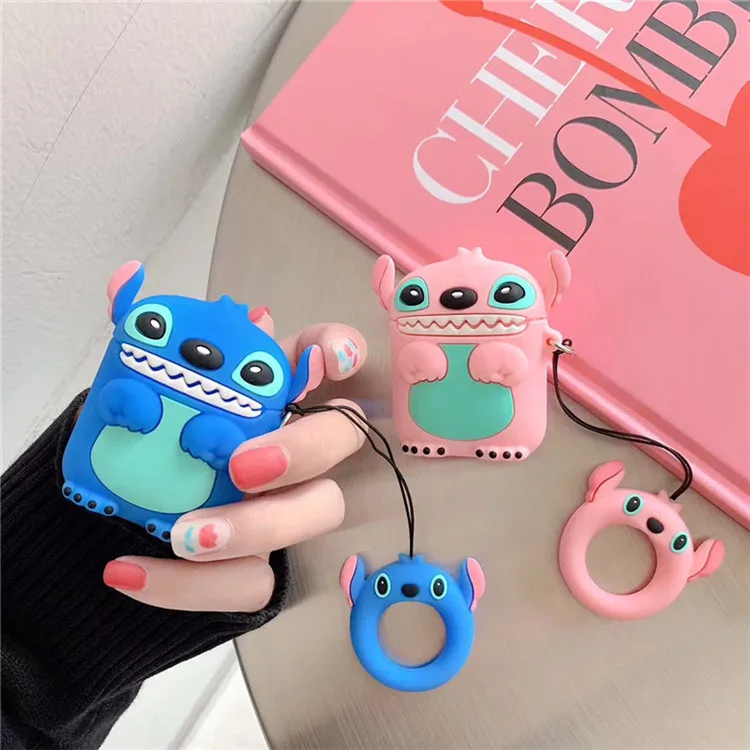 

3D Cartoon Custom Wireless Headset Earphone Protective Shockproof Cases Silicone Case Keychain For Airpods 2 for Airpods Pro