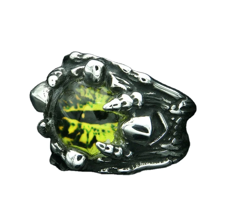 

Crow titanium steel jewelry men's punk dragon claw retro ring titanium steel domineering personality eye gem ring