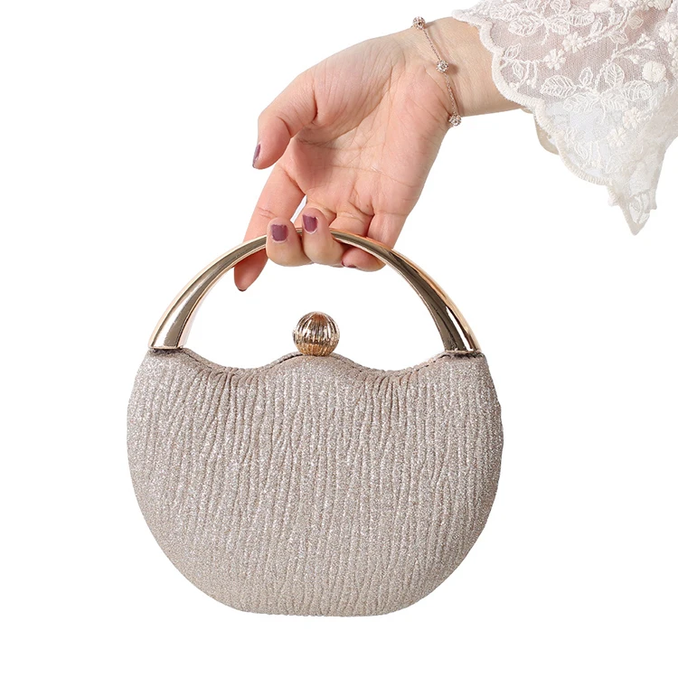 

N536 Luxury round glitter party purse wedding bridal women clutch bag evening handbag
