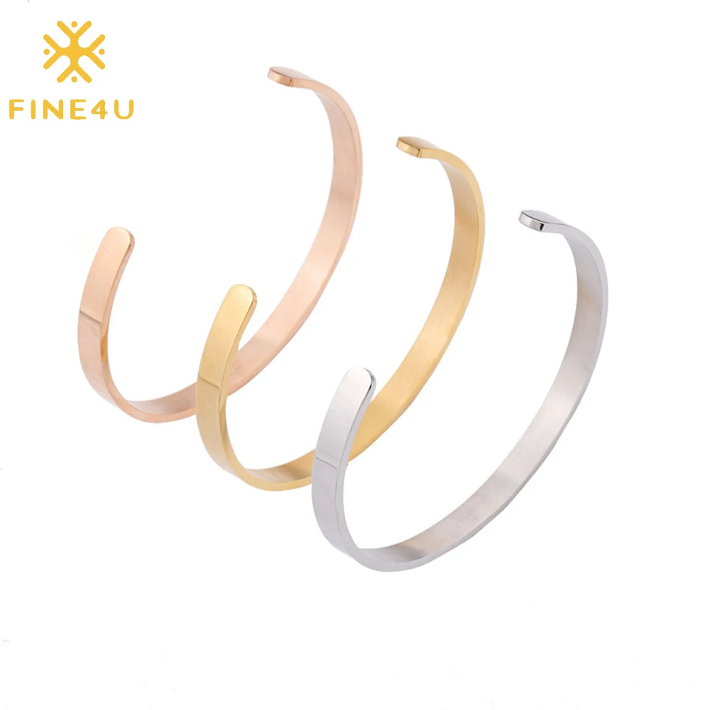 

Customized men women fashion jewelry gold plated engravable stainless steel cuff bracelet blanks, Rose gold, steel, gold