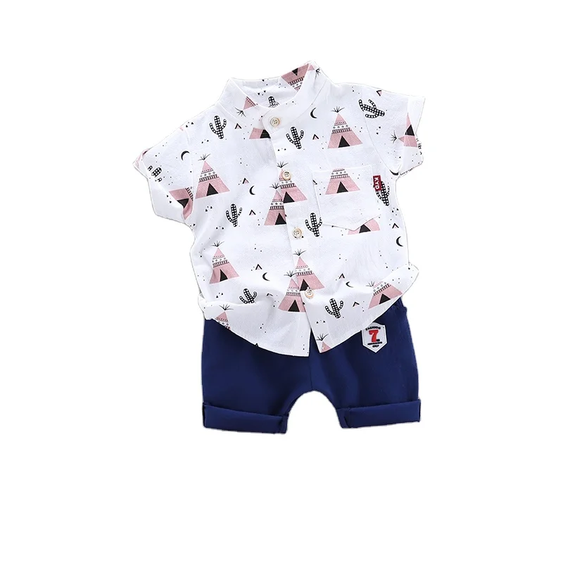 

Toddler Boy Kids Clothes Lion Print Short Sleeve T-shirt + Shorts 2 Piece Set Baby Boy Girl Cloths Outfit, Picture shows
