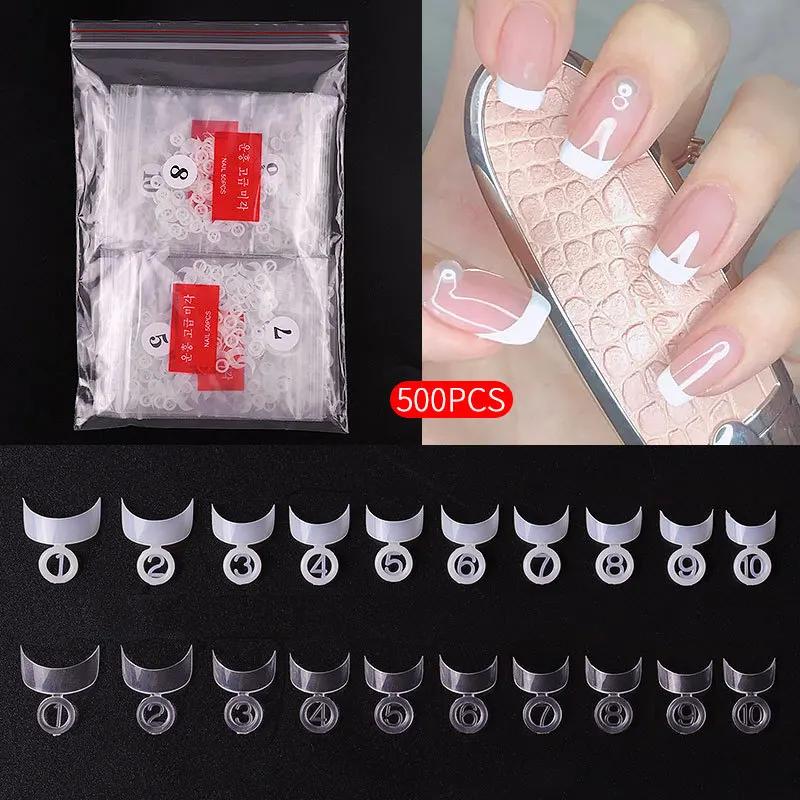 

500Pcs False Short Crescent Edge French Style Chip Manicure Nails Tips Gel Polish Nail Art Display Fingernails