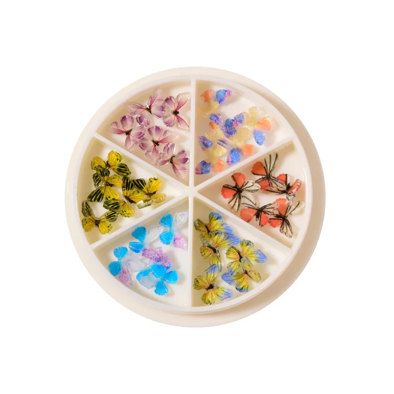 

Hot Sell Drill Disc Nail Art Charm Nail Plastic Acrylic Butterfly Colorful Crystal Nail Sticker Art Decoration Finger Jewelry