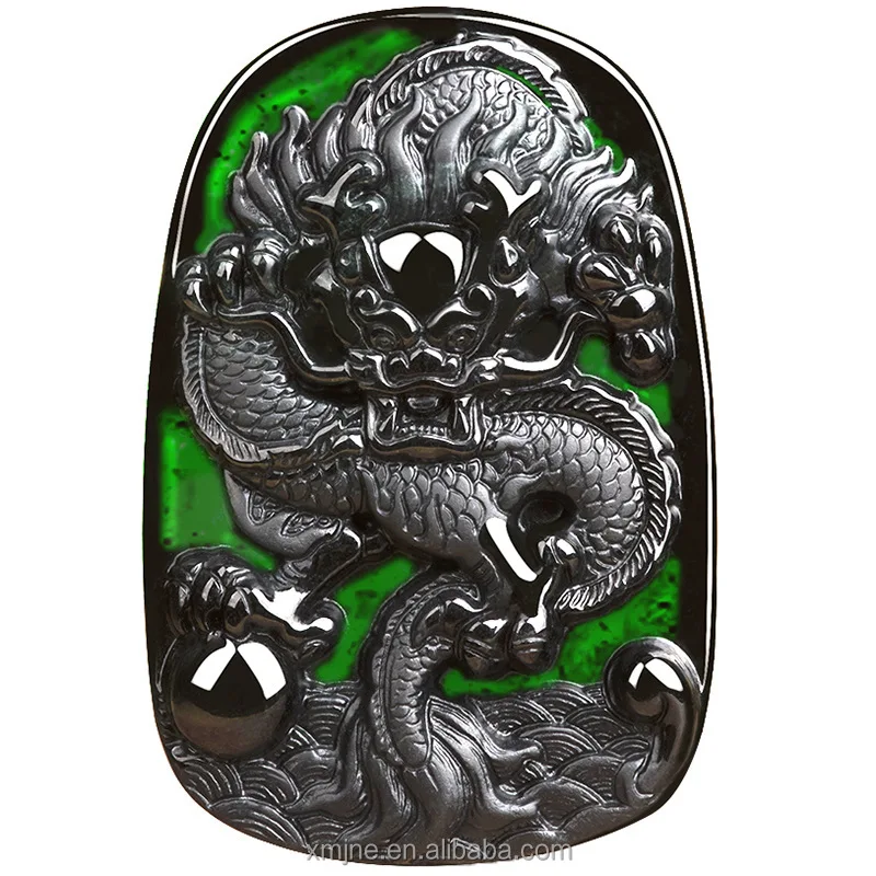 

Certified Grade A Natural Ink Green Jadeite Ink Jade Dragon Brand Jade Pendant Zodiac Dragon Ice Seed Pendant Wholesale 2