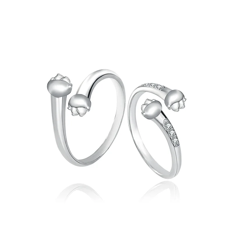 

New Design Open Ring Engagement Gift S925 Sterling Silver Cat Claw Hug Couple Ring