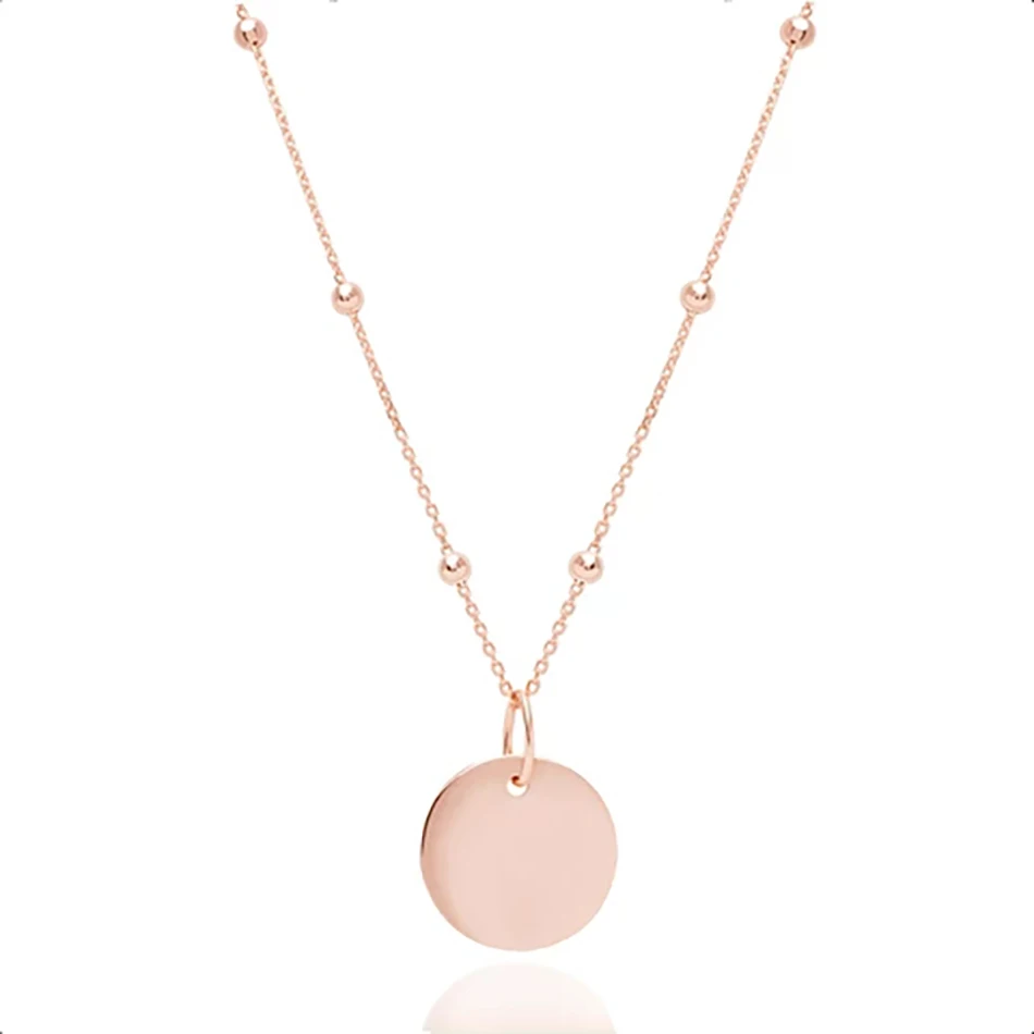 

Fine Jewelry 925 Sterling Silver Custom Name Signet Necklace gold Plated Basic Coin chain Necklace in Rose Gold