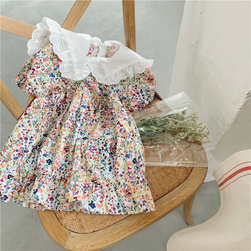 

2021 Summer Korean new girl dress ruffle flower princess dress fashion children's dress beach