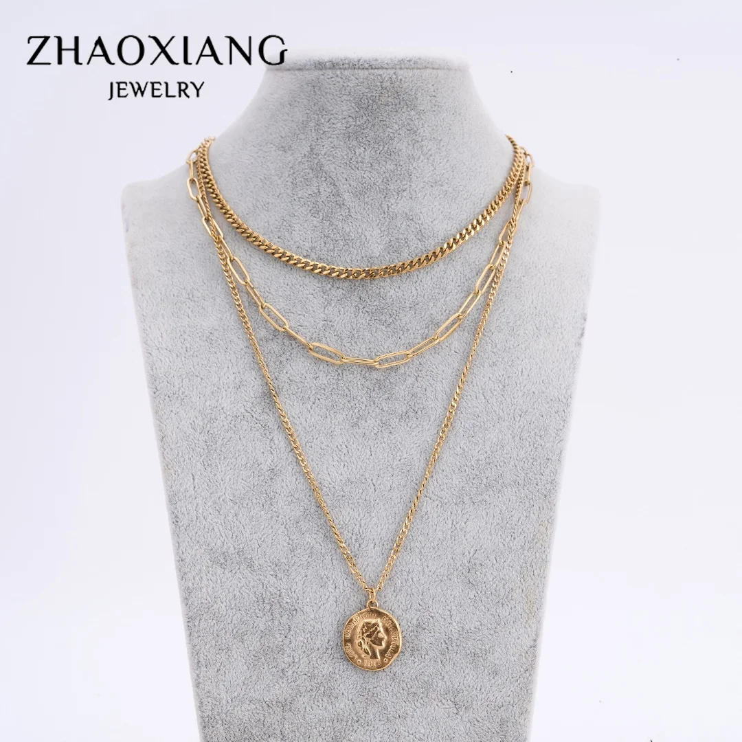 

Layered Pendants Necklaces For Women Ladies Religious Cuban Link Choker Chain Factory Directly