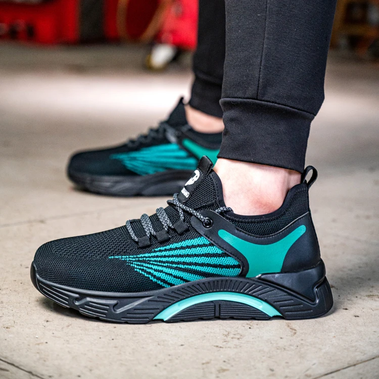 

Factory Summer Breathable Sport Brand Industrial Footwear WORK Woodland Shoes Men Safety Shoes, Black