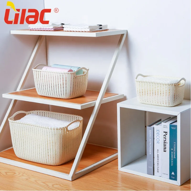 

Lilac Free Sample Amazon hot sale storage basket baby clothing basket Kids toy storage box Plastic stackable storage basket, White/gray/purple/dark gray