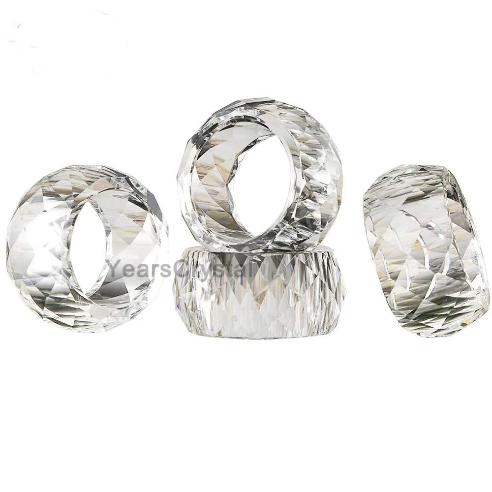 

Factory In stock party wedding table decorative diamond glass crystal napkin ring