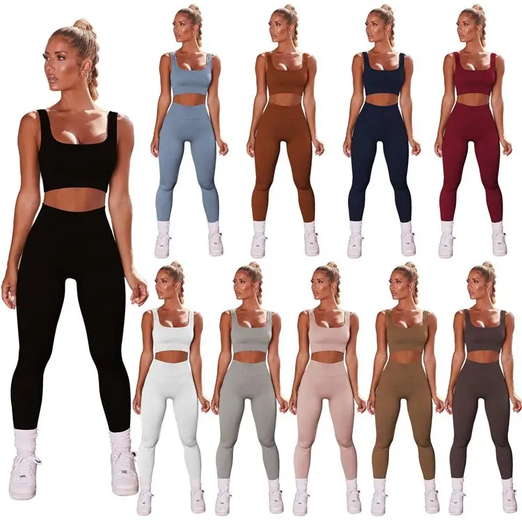 

Hot Selling Crop Top Casual Sports Wear New Women Clothes Sets Two Piece Womens 2 Piece Set