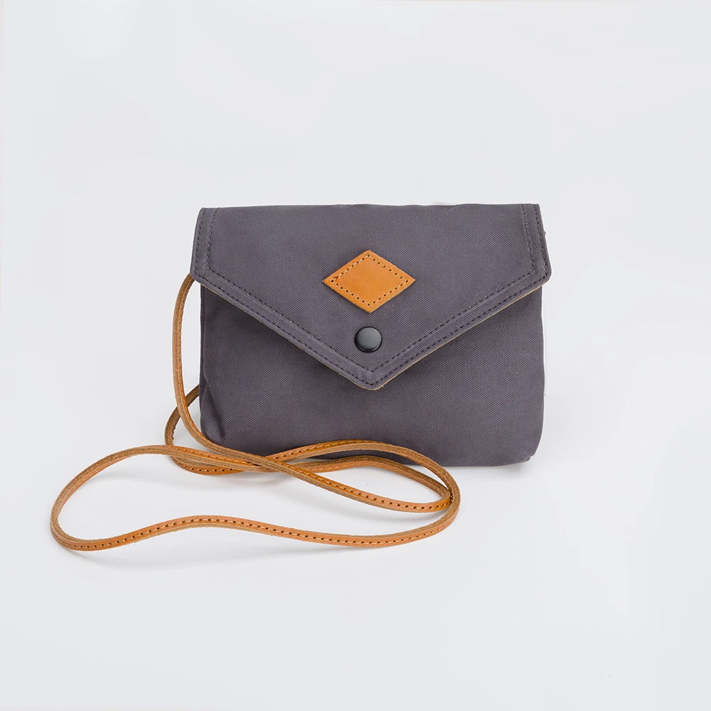 

20SC-8944M envelope zippered canvas crossbody messenger bag purse with leather long shoulder strap
