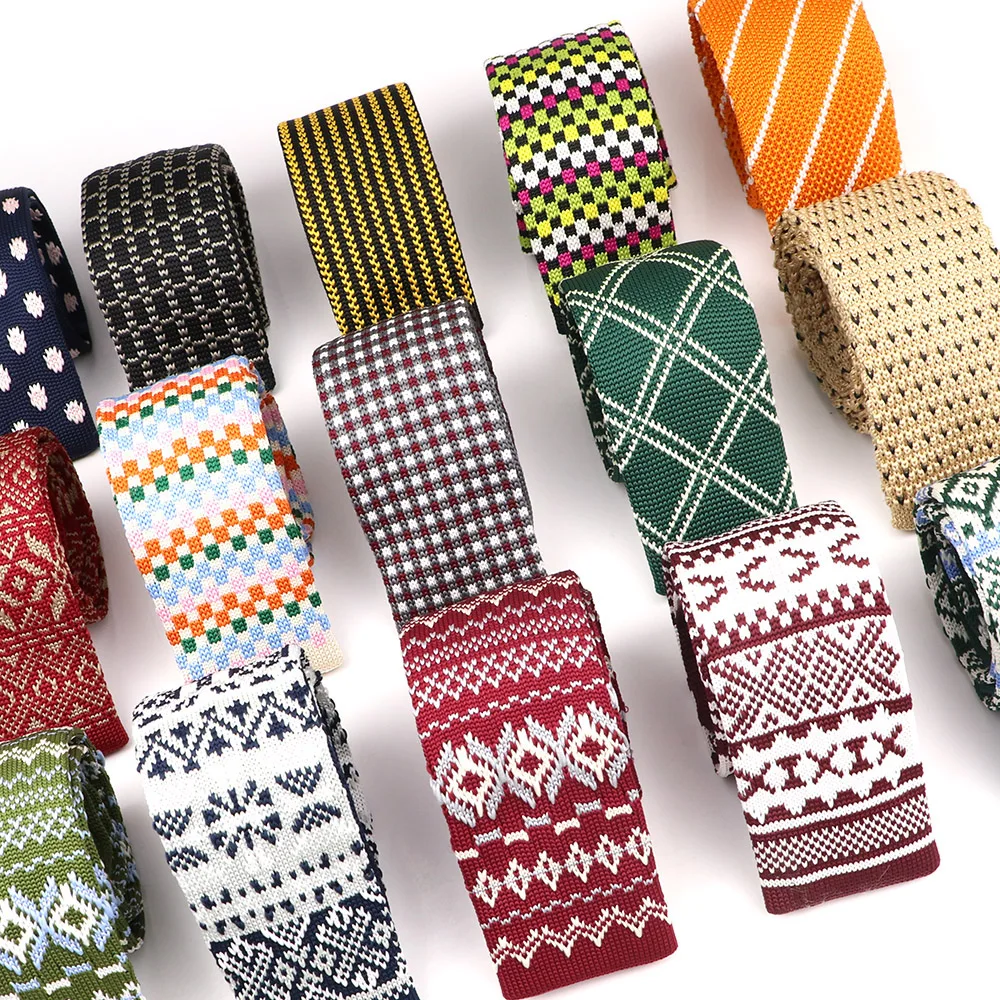 Knit Tie Fashion Pattern Print Leisure Men's Knitted Tie Colourful Woven Daily Wear Cravat Gift for Apparel