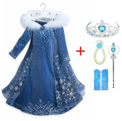 

Frozen Elsa Princess Dress Disny Snow Queen Elsa Anna Kids Girls Cosplay Costume Dress Up