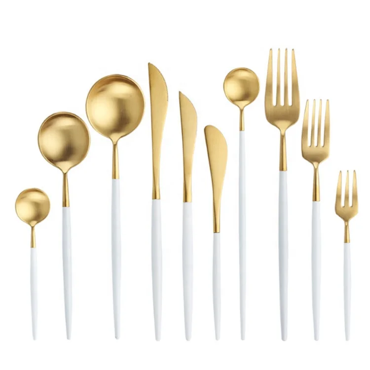 

gold plated cutlery matt black dinnerware set, Customized color