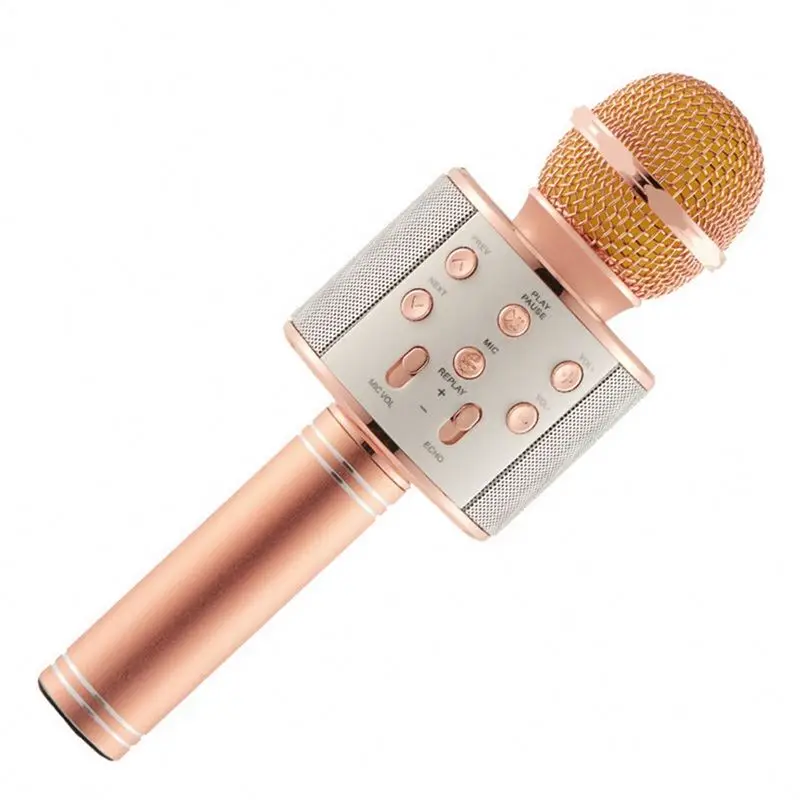 

Wireless Bt Karaoke Multi-Function Microphone Speaker Portable Handheld Microphone Ws858 Home Ktv Singing, Black,gold ,rosegold,blue